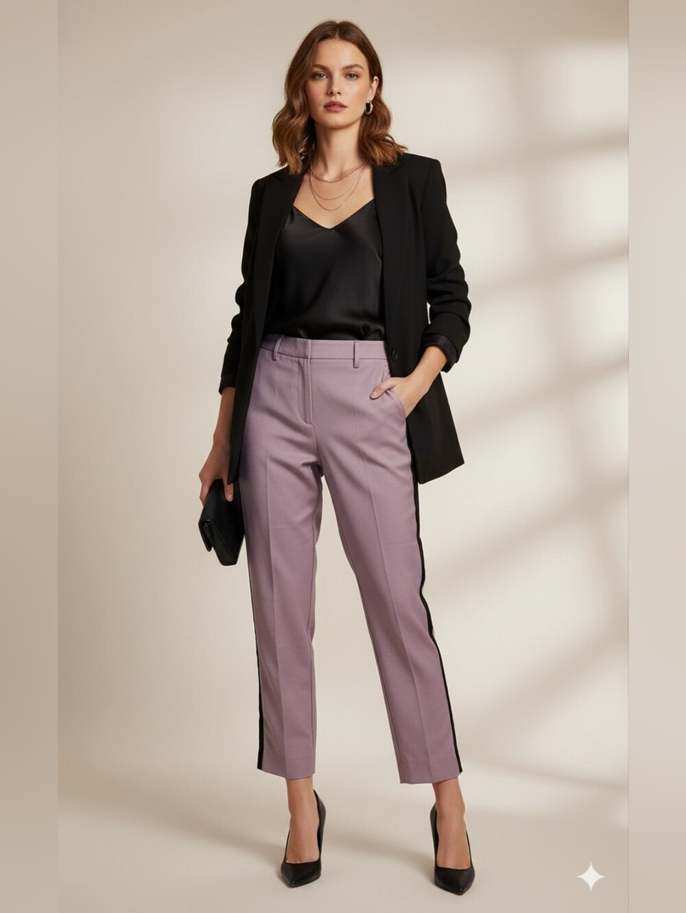 Women's Wildfang Lavender Side-Stripe Trousers